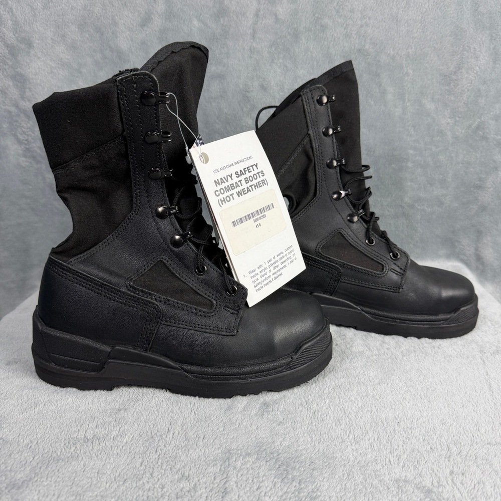 Rocky Mens 4.5W Black Navy Safety Combat Boots Hot Weather Vibram 6129 USA Made